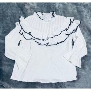 NWT Sugar Moon‎ Size 5 Girl Ruffle Collar White Blouse Top Long Sleeve Formal